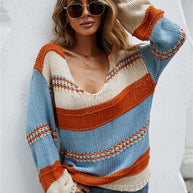 WW Gestreifter Lockere Plus Size Strickpullover
