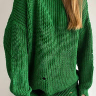WW Ripped O Neck Oversized Sweater Kleid
