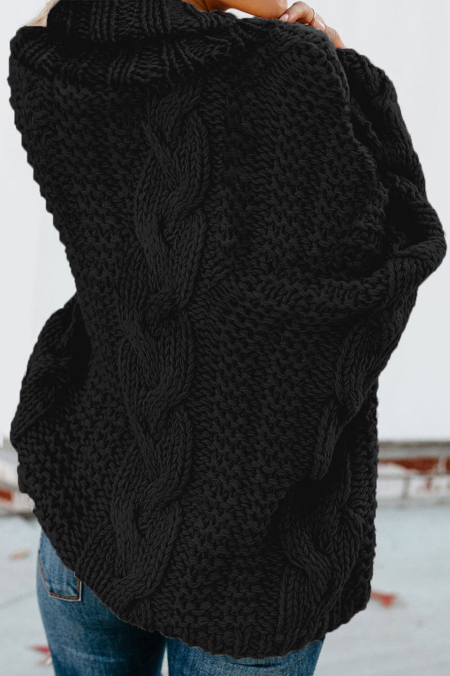 WW Gedrehter Strick Langarmpullover