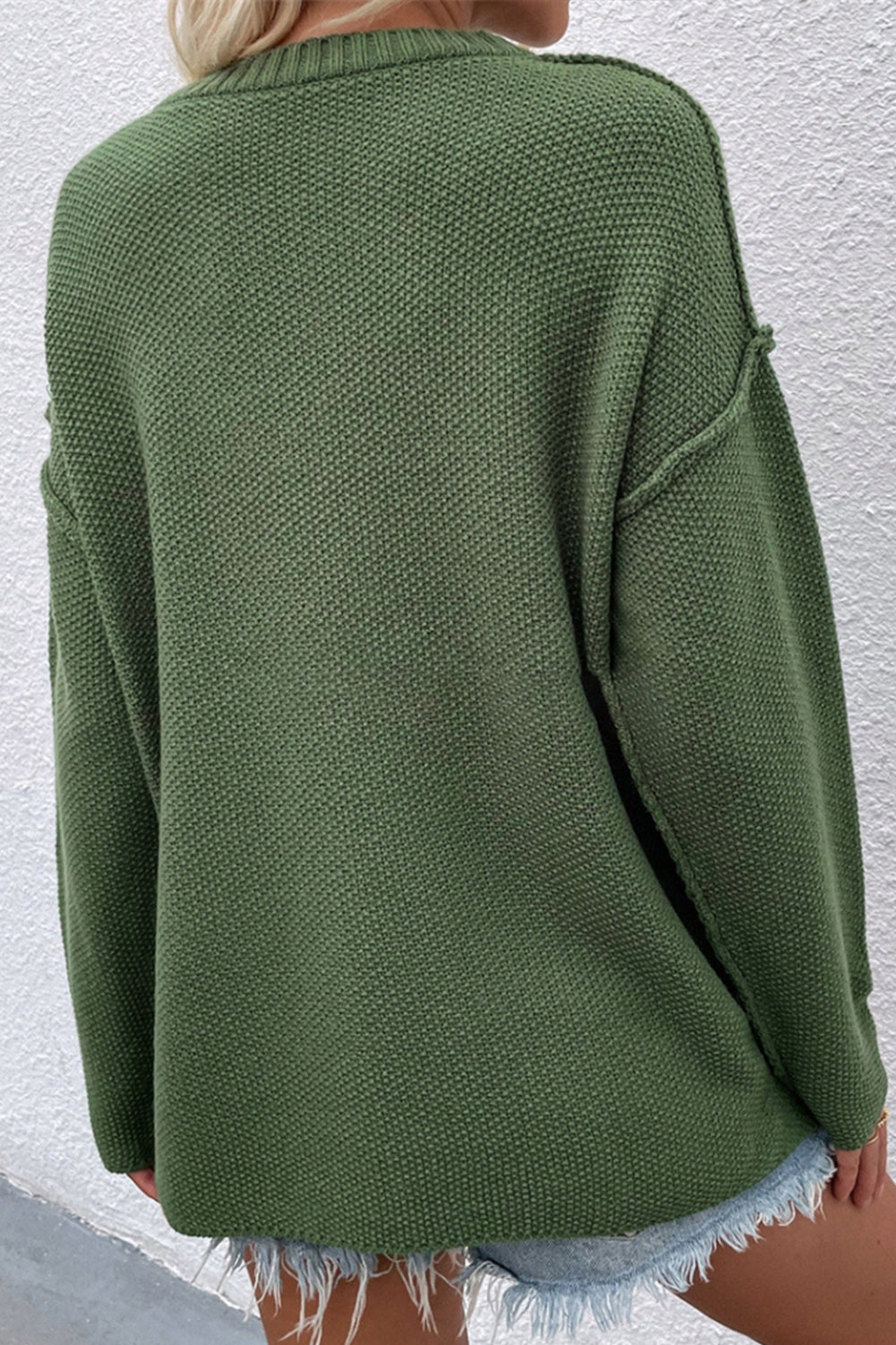 WW Solid Color Übergrößen V-Ausschnitt Pullover
