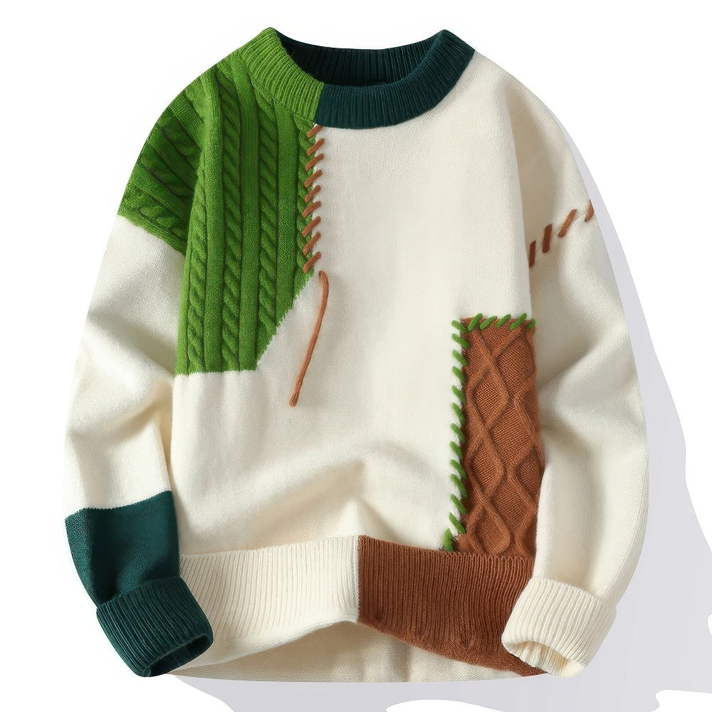 WW | Rollkragenpullover Patchwork Einzigartiges Und Komfortables Mode Item