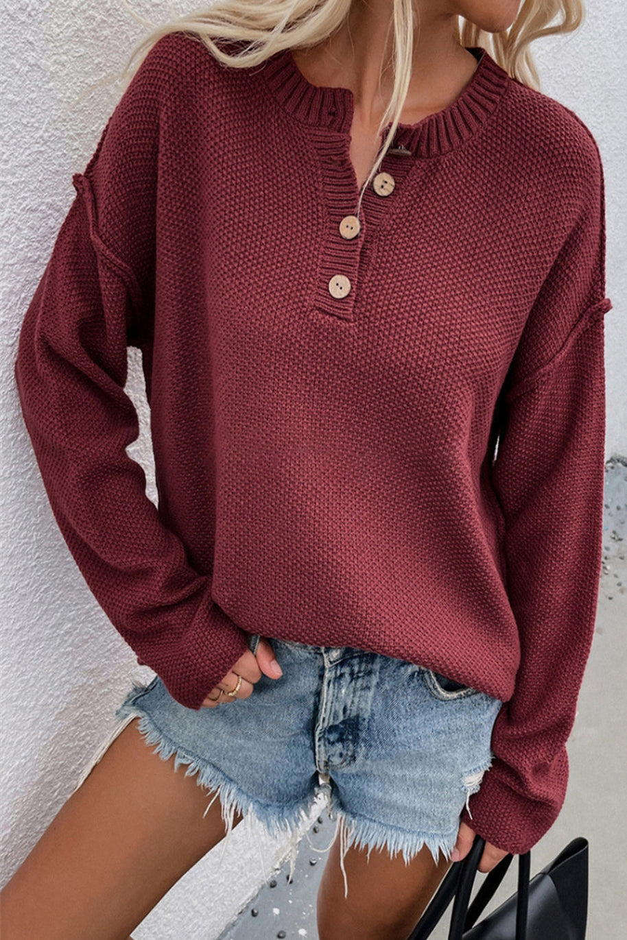 WW Solid Color Übergrößen V-Ausschnitt Pullover