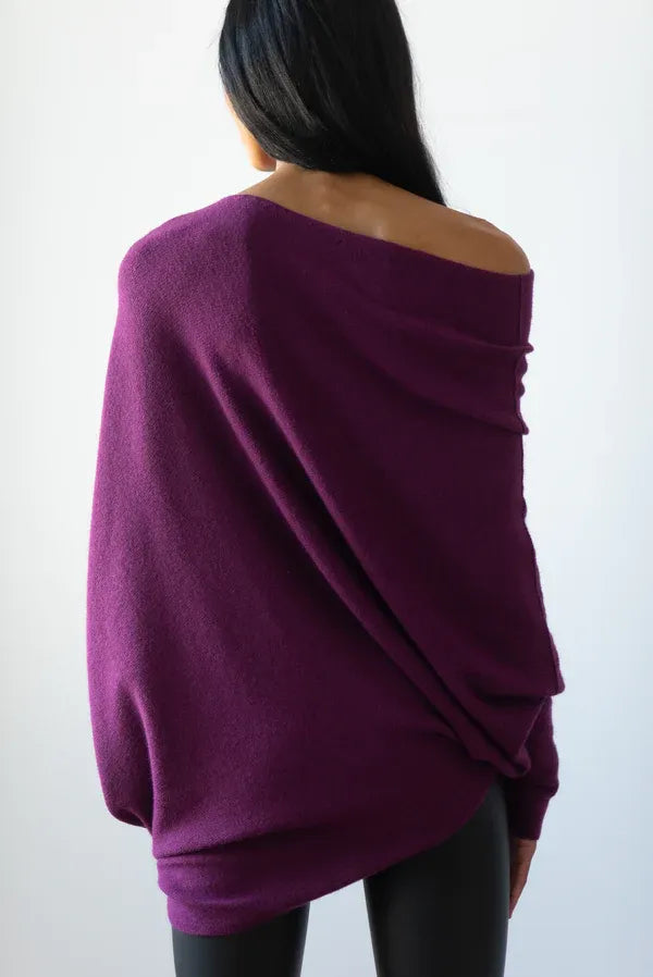 W&W Mode | Asymmetrischer Damenpullover mit eleganter Drapierung