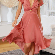 WW | Satin Wickel Maxi Kleid für Damen