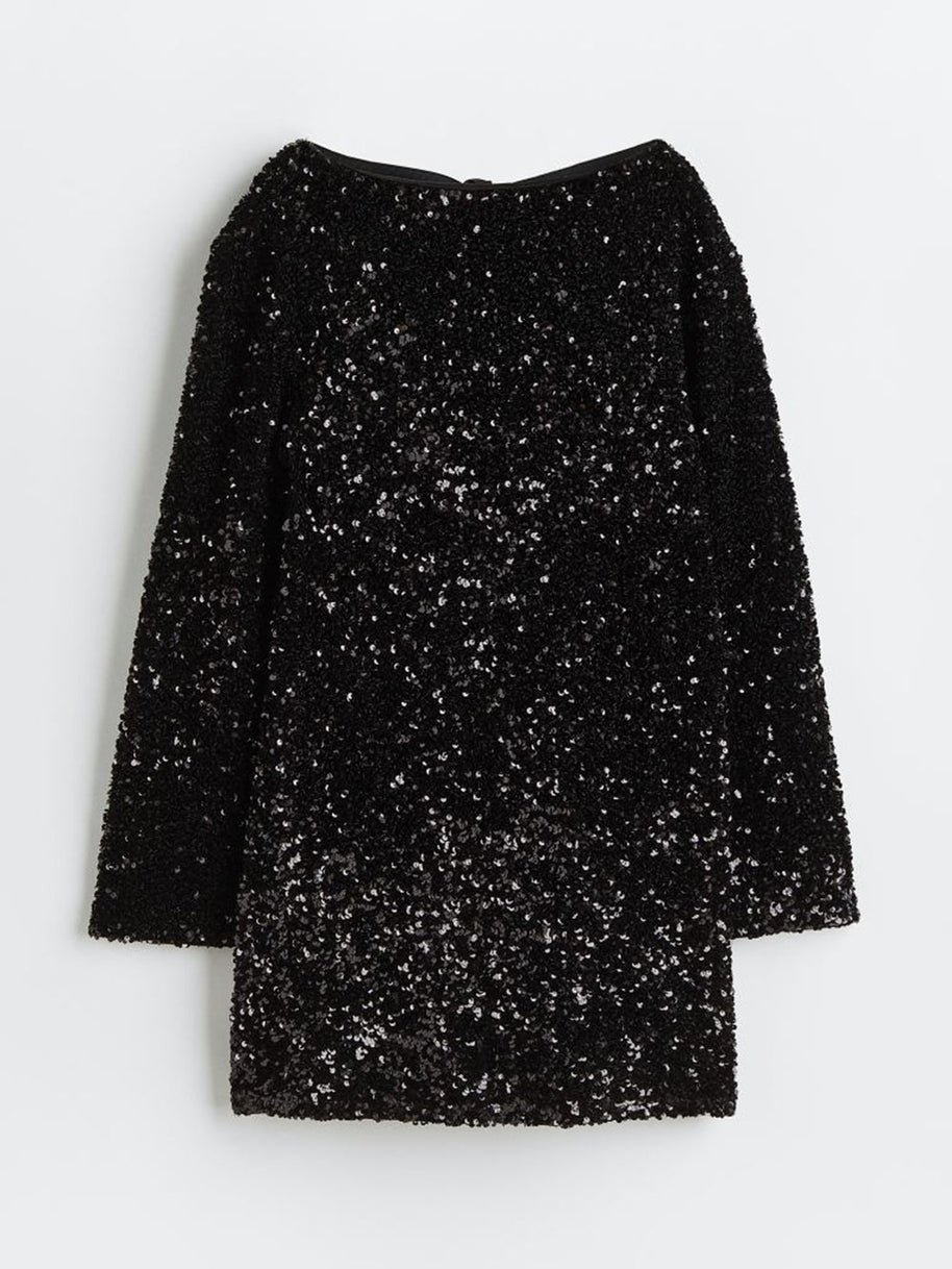 WW Kleid | Elegantes Glitzerkleid mit Schleifenverschluss am Rücken