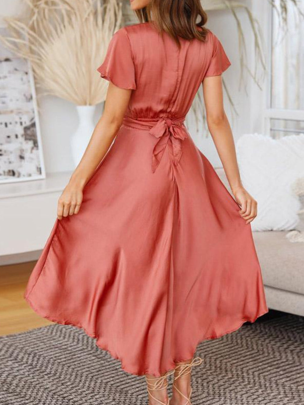 W&W Mode | Satin Wickel Maxi Kleid für Damen