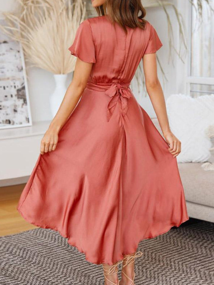 W&W Mode | Satin Wickel Maxi Kleid für Damen