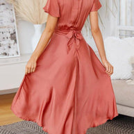 WW | Satin Wickel Maxi Kleid für Damen