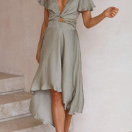 WW | Satin Wickel Maxi Kleid für Damen