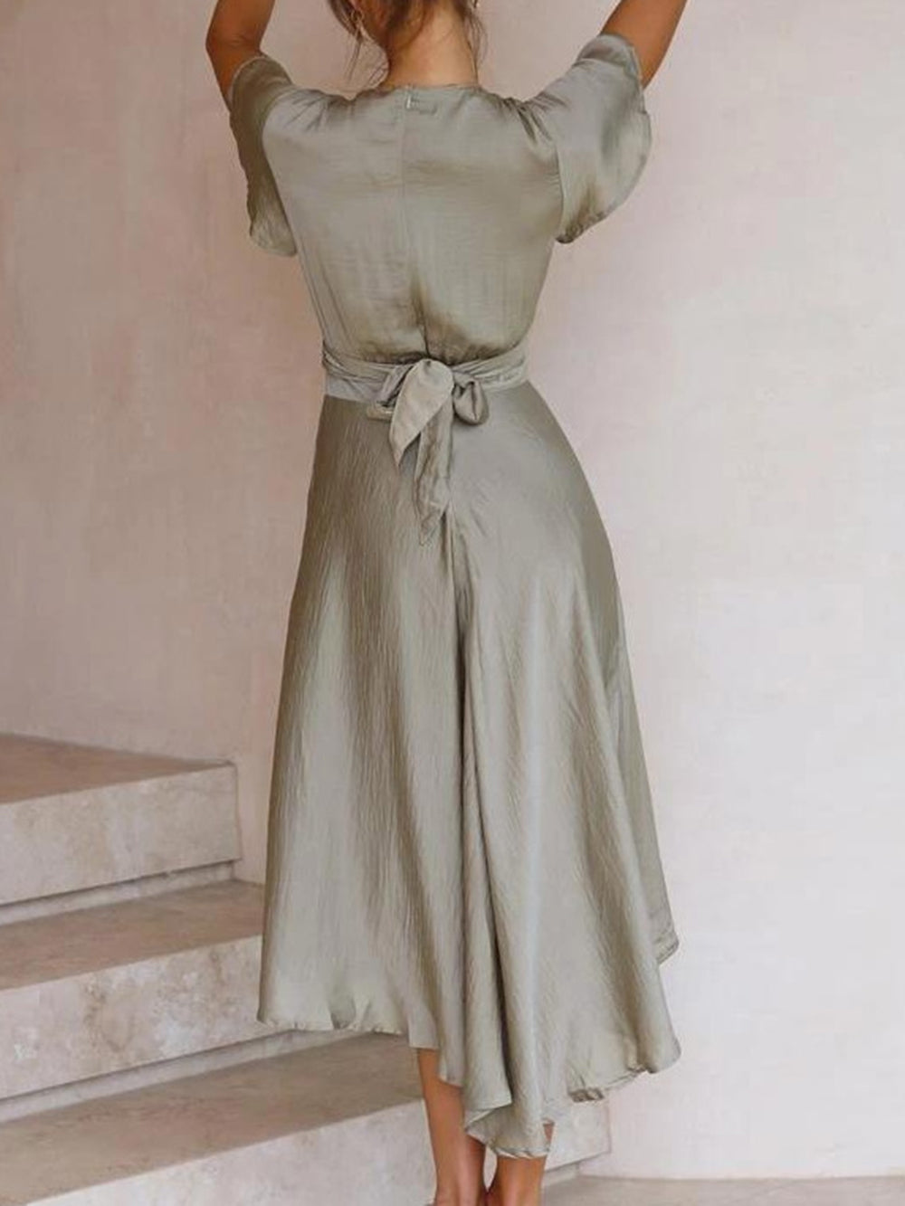 W&W Mode | Satin Wickel Maxi Kleid für Damen