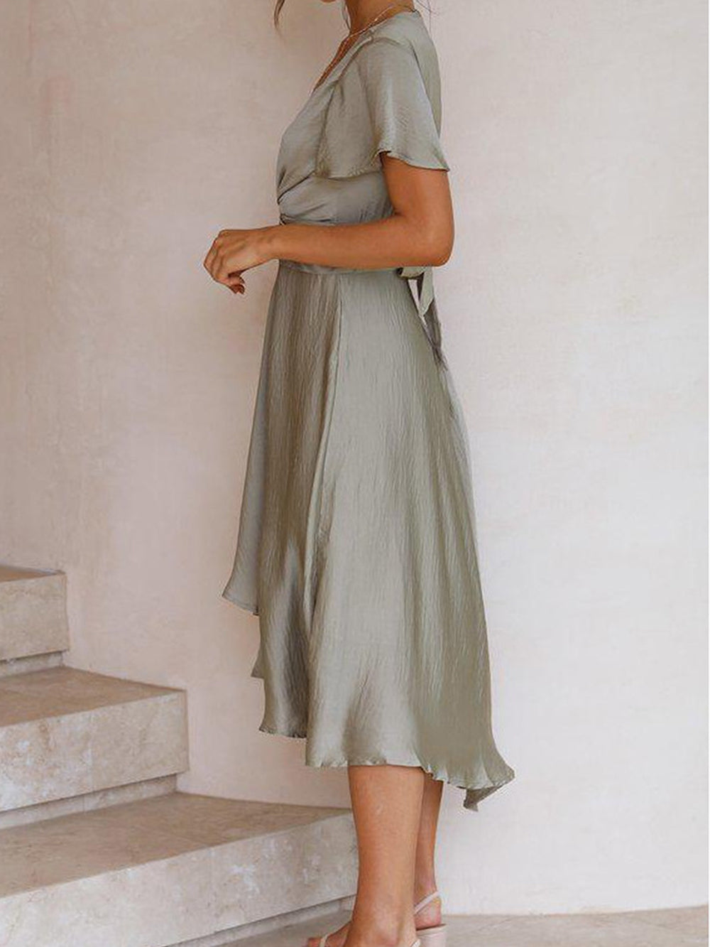 WW | Satin Wickel Maxi Kleid für Damen