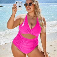 WW | Damen Einteiler Badeanzüge Push Up Bauchkontrolle Badeanzüge V-Ausschnitt Cutout Anständige Bademode