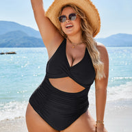 WW | Damen Einteiler Badeanzüge Push Up Bauchkontrolle Badeanzüge V-Ausschnitt Cutout Anständige Bademode