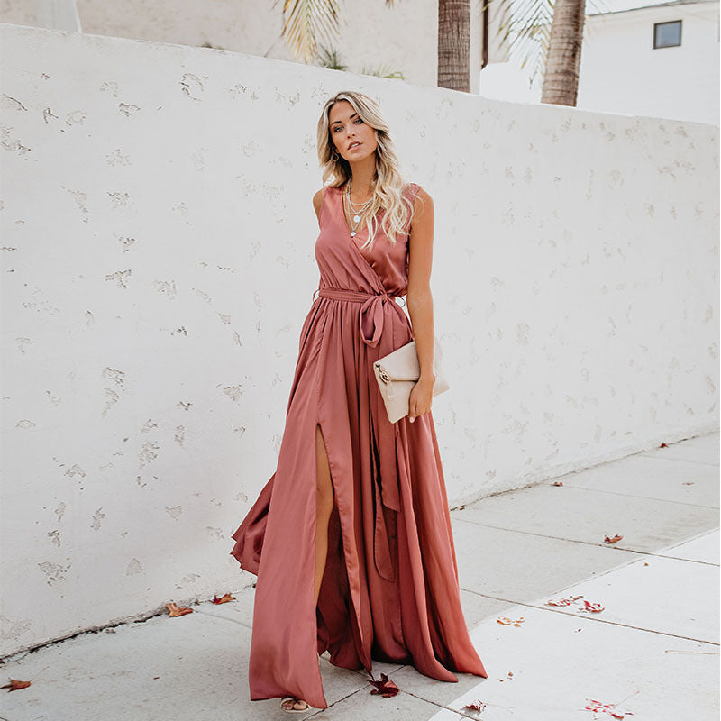 WW | Exquisiter Hals ärmelloses Langes Modekleid