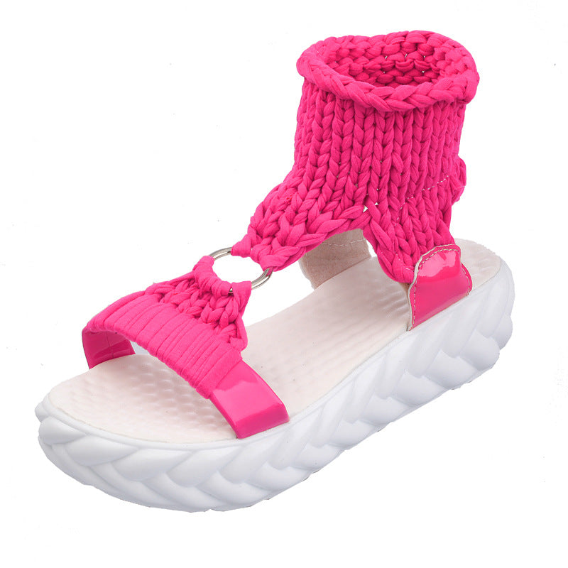 Damen Wedge-Pantoletten mit geflochtenem Riemendesign und komfortablen Ösen WW