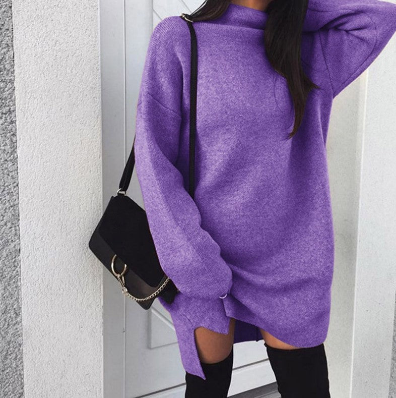 Damen Oversized Pullover mit seitlichen Schlitzen und lässigem Look WW