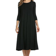 Damen Alltagstaugliches Midikleid mit 3/4-Ärmeln und schwingendem Rock WW