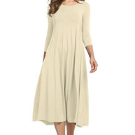 Damen Alltagstaugliches Midikleid mit 3/4-Ärmeln und schwingendem Rock WW