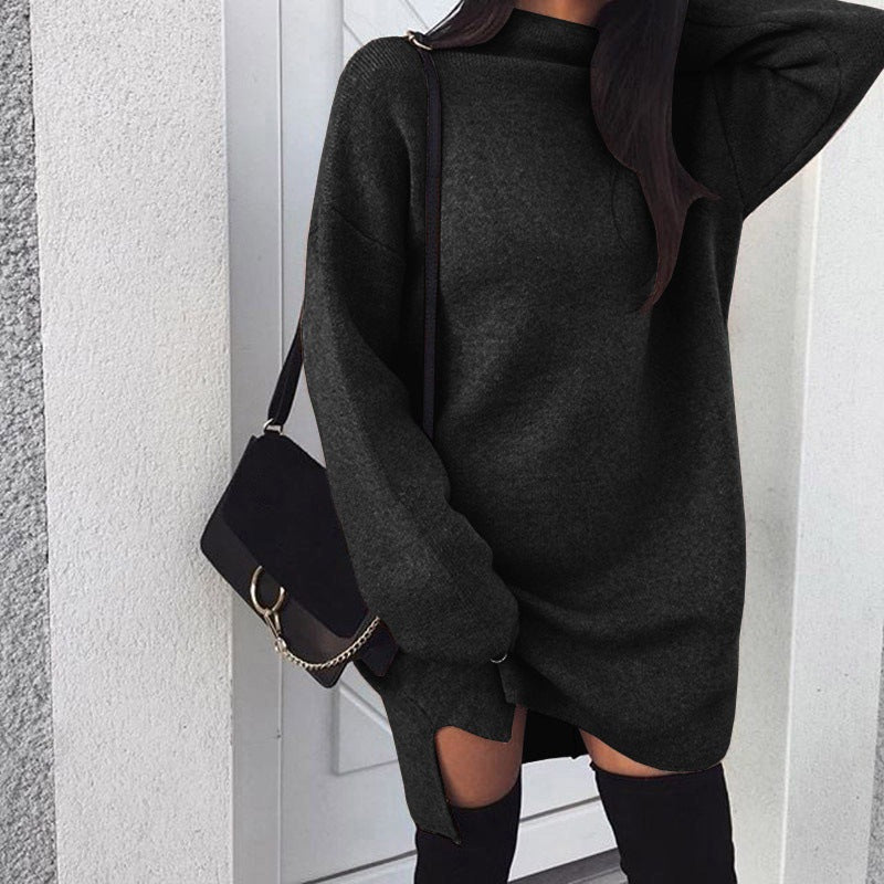 Damen Oversized Pullover mit seitlichen Schlitzen und lässigem Look WW