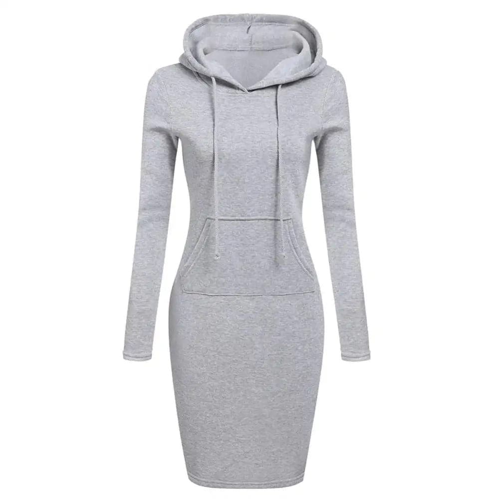 WW | Hoodie Kleid - Lange Ärmel - Verstellbare Kapuze - Kängurutasche - Slim Fit