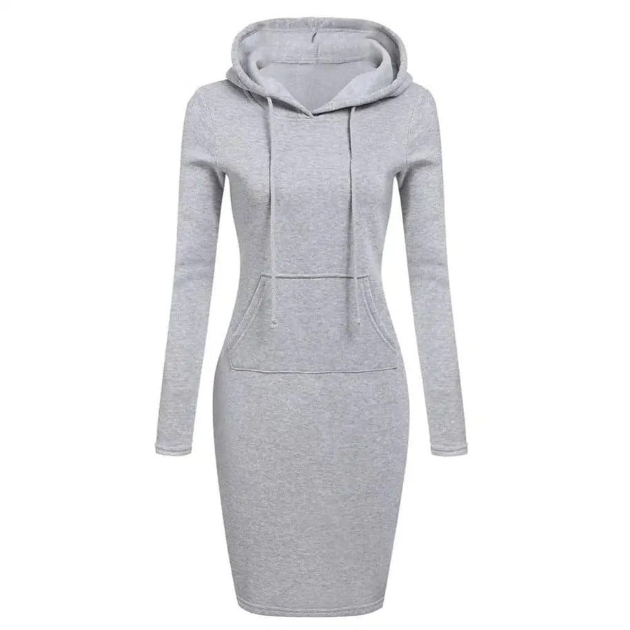 WW | Hoodie Kleid - Lange Ärmel - Verstellbare Kapuze - Kängurutasche - Slim Fit