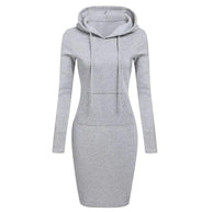 WW | Hoodie Kleid - Lange Ärmel - Verstellbare Kapuze - Kängurutasche - Slim Fit