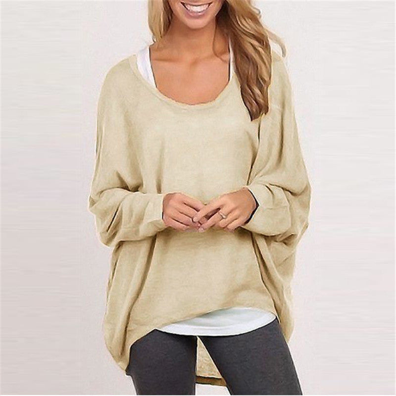 Damen lässiger Oversized Pullover mit weit geschnittenen Ärmeln und lässigem Fall WW
