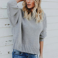Damen Strickpullover mit tiefem V-Ausschnitt und weitem Schnitt WW