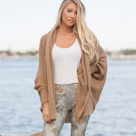 Damen Strickovergröße Cardigan mit Rippstruktur und lässigem Schnitt WW