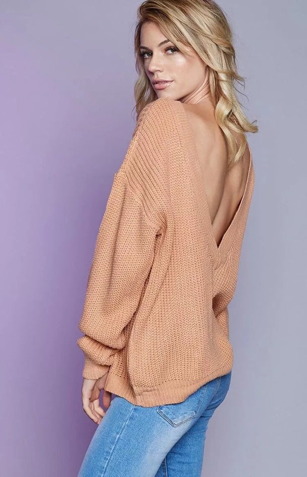 Damen Strickpullover mit tiefem V-Ausschnitt und lässiger Passform WW