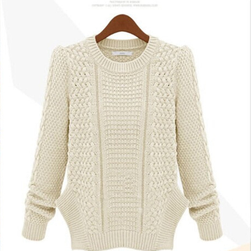 Damen Strickpullover mit strukturierter Oberfläche und seitlichen Taschen WW