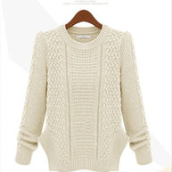 Damen Strickpullover mit strukturierter Oberfläche und seitlichen Taschen WW