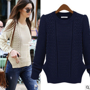 Damen Strickpullover mit strukturierter Oberfläche und seitlichen Taschen WW
