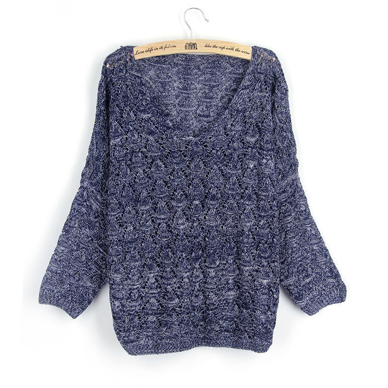 Damen Strickpullover mit V-Ausschnitt und luftiger Lochstruktur WW