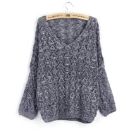 Damen Strickpullover mit V-Ausschnitt und luftiger Lochstruktur WW