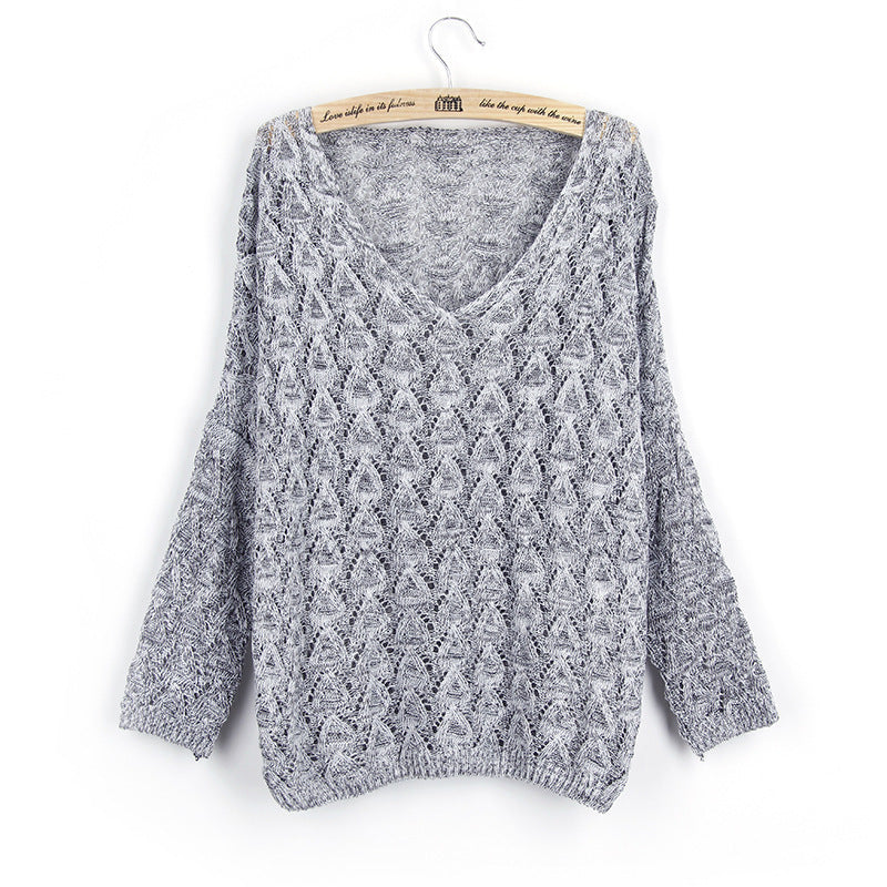 Damen Strickpullover mit V-Ausschnitt und luftiger Lochstruktur WW
