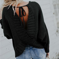Damen Strickpullover mit tiefem V-Ausschnitt und weitem Schnitt WW