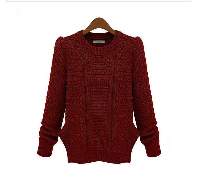 Damen Strickpullover mit strukturierter Oberfläche und seitlichen Taschen WW