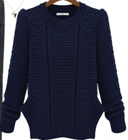 Damen Strickpullover mit strukturierter Oberfläche und seitlichen Taschen WW