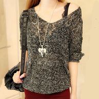 Damen Strickpullover mit V-Ausschnitt und luftiger Lochstruktur WW