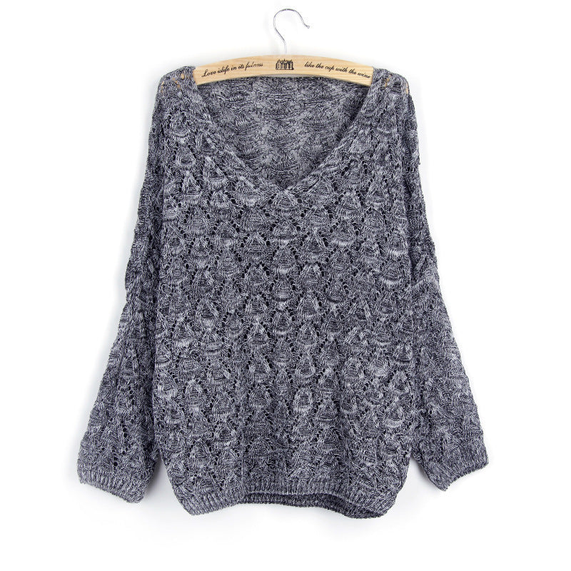 Damen Strickpullover mit V-Ausschnitt und luftiger Lochstruktur WW