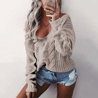 Damen Strickpullover mit tiefem V-Ausschnitt und lässigem Schnitt WW