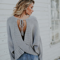 Damen Strickpullover mit tiefem V-Ausschnitt und weitem Schnitt WW