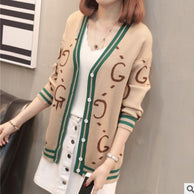Damen Strickjacke mit tiefem V-Ausschnitt und bunten grafischen Mustern WW