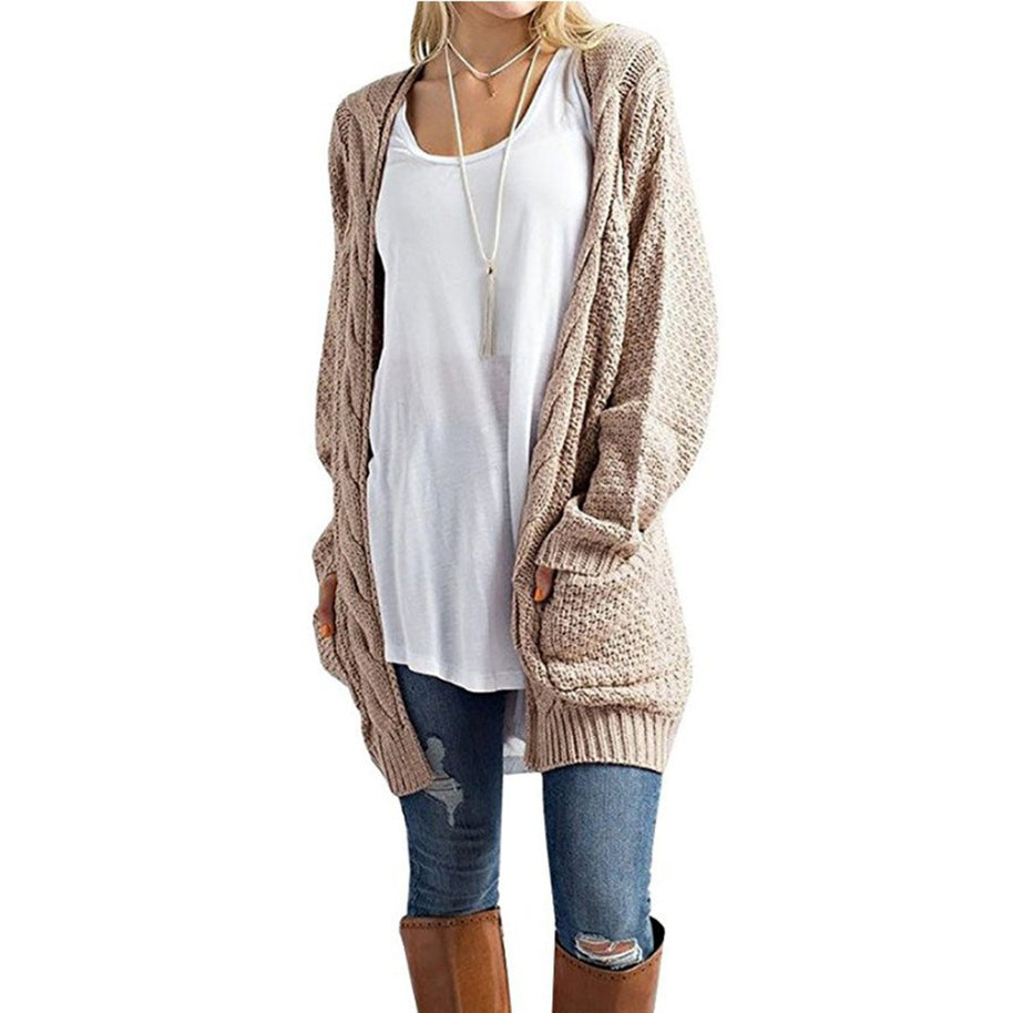 Damen Strickcardigan mit gemütlicher Oversized-Passform und Taschen WW