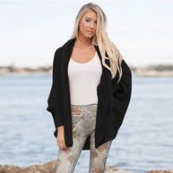 Damen Strickovergröße Cardigan mit Rippstruktur und lässigem Schnitt WW