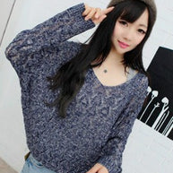 Damen Strickpullover mit V-Ausschnitt und luftiger Lochstruktur WW