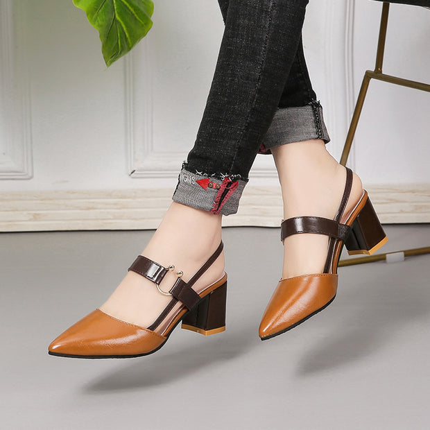 Damen Slingback Pumps mit elegantem Blockabsatz und modischem Riemendesign WW
