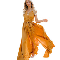 WW | Exquisiter Hals ärmelloses Langes Modekleid