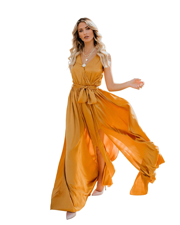 WW | Exquisiter Hals ärmelloses Langes Modekleid